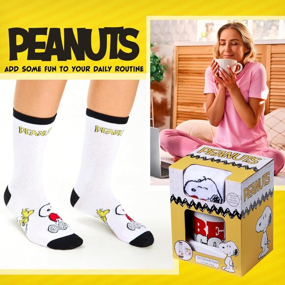 Snoopy Mug and Socks Gift Set Women Teenagers Cute 10.5oz Ceramic Mug Calf Socks - Picture 3 of 6